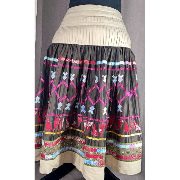 Neiman Marcus Exclusive Skirt SIZE 10 Boho Festival Free Sprit Colorful Lined‎ - Picture 1 of 13